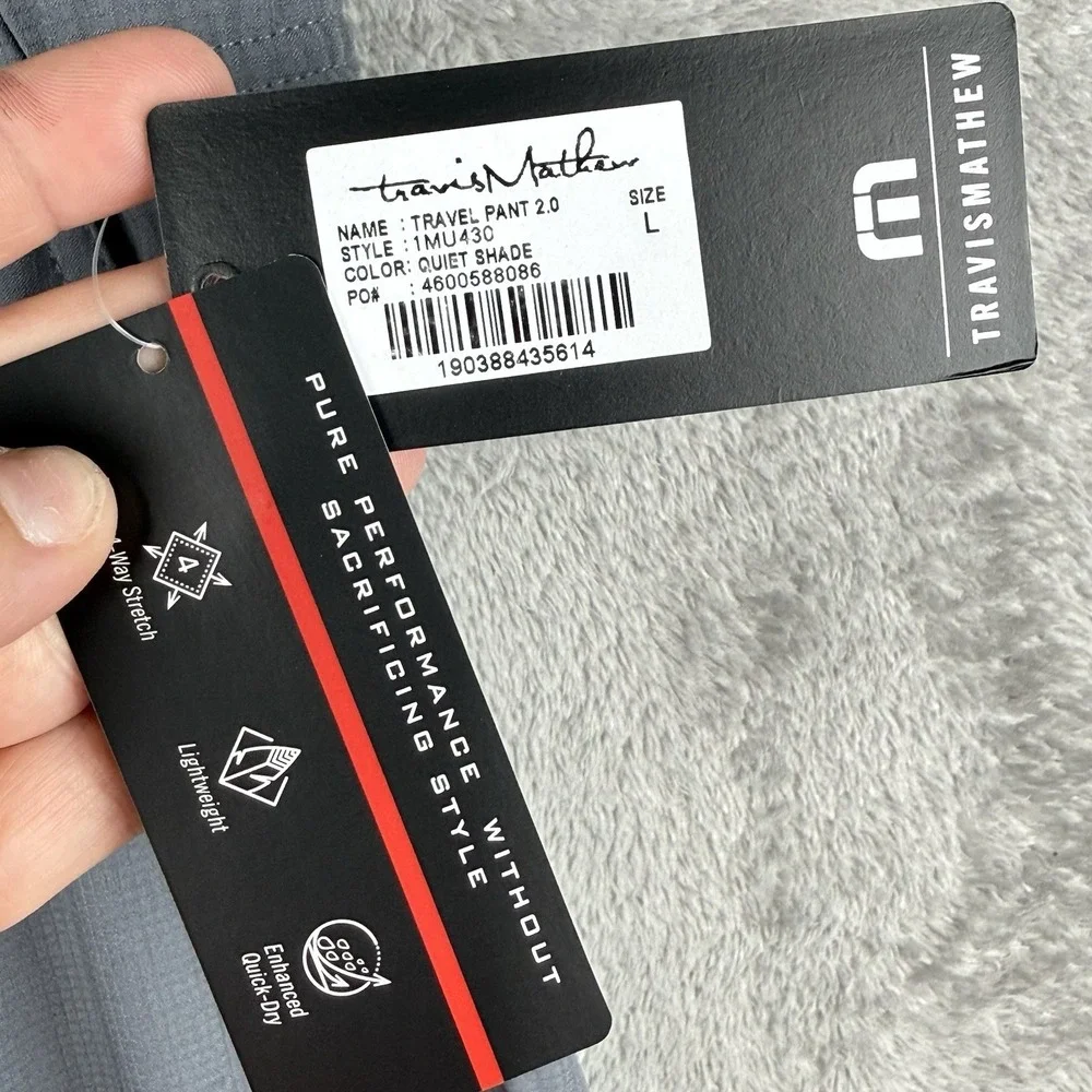 Travis Mathew Travel Pant 2.0 Mens L Gray Performance Stretch Golf NWT